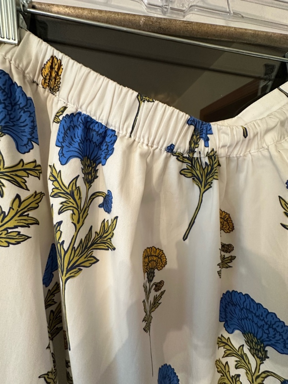 NWT Anthropologie Maeve Jacie White Maxi Skirt with Blue & Mustard Floral Print - Picture 7 of 12